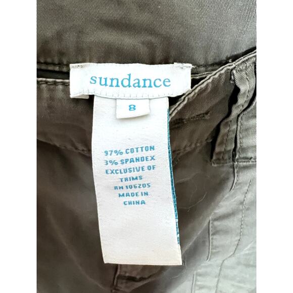 Sundance womens size 8 pants army green embroidery cotton tapered  boho, - Picture 7 of 12